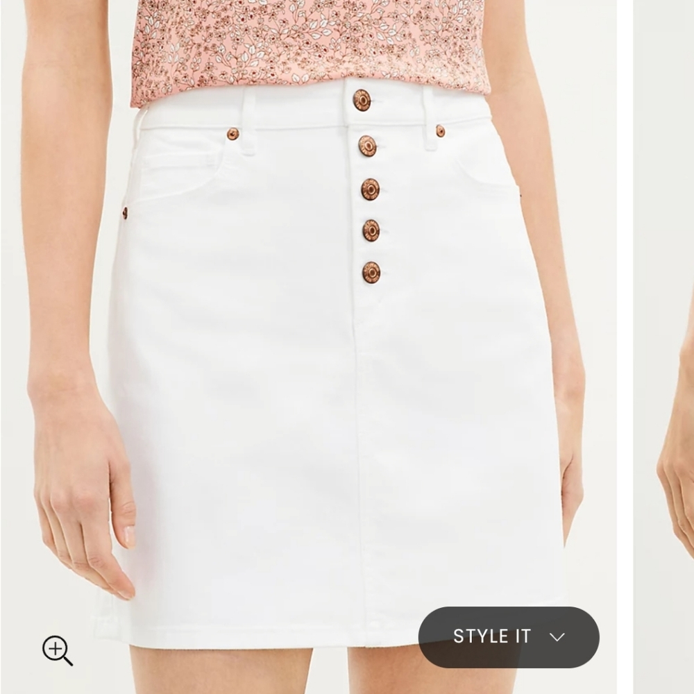 And Taylor loft white denim skirt